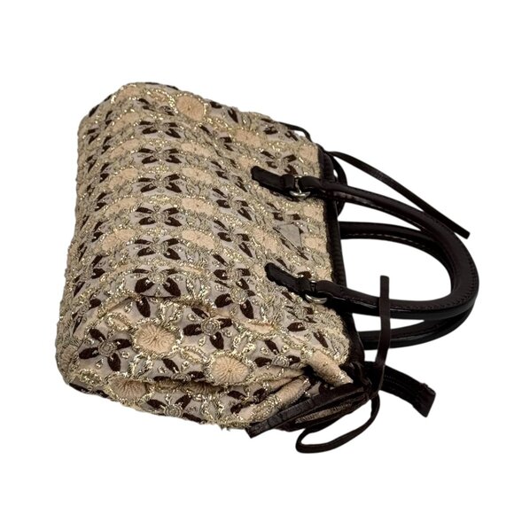 Vintage Prada Bow Cloquet Top Handle Bag Triangle Logo Metallic Evening Bag - Picture 4 of 15